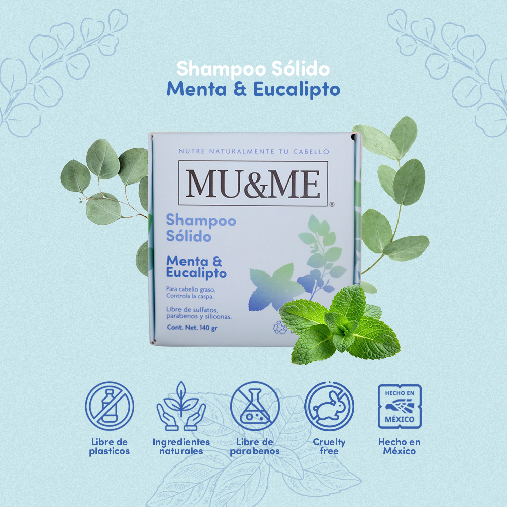 MU&ME Solid Shampoo | Mint & Eucalyptus | 140 grams