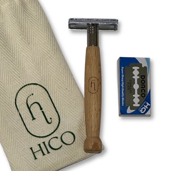 HICO | Rastrillo de seguridad Excellence | Base de madera