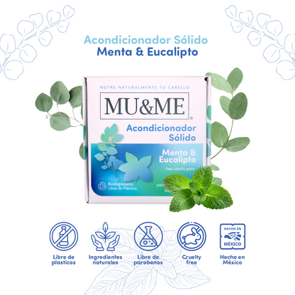 MU&amp;ME Solid Conditioner | Mint &amp; Eucalyptus | 140 grams