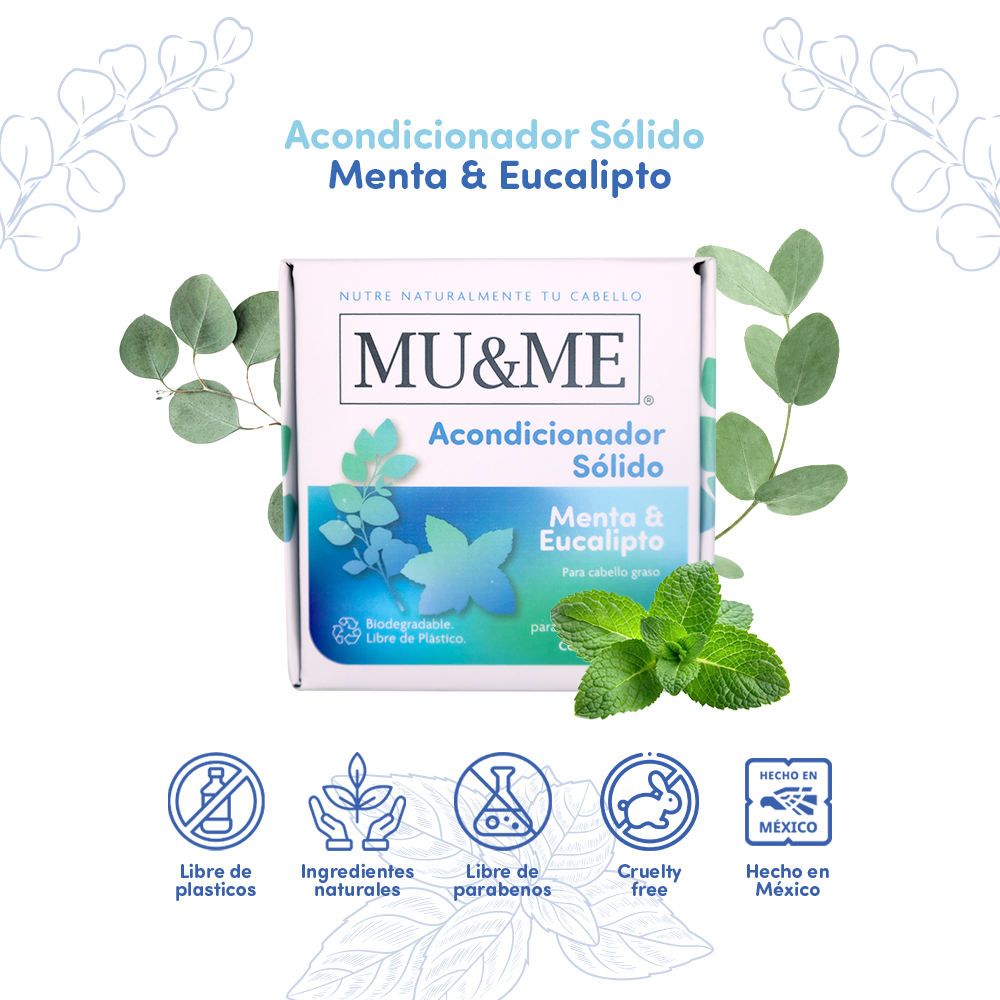Acondicionador Sólido MU&ME | Menta & Eucalipto | 60 gramos