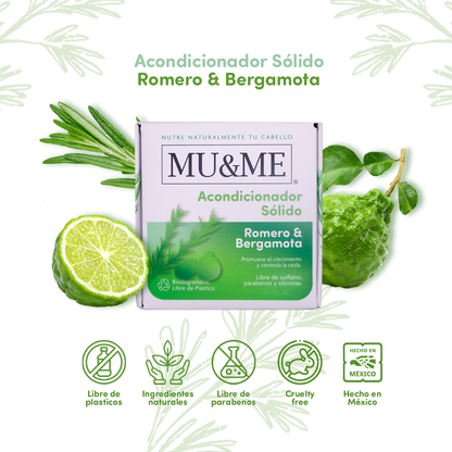 MU&amp;ME Solid Conditioner | Rosemary &amp; Bergamot | 60 grams