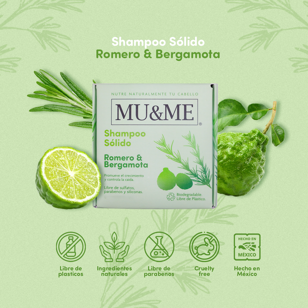 Shampoo Solido MU&ME | Romero & Bergamota | 60 gramos